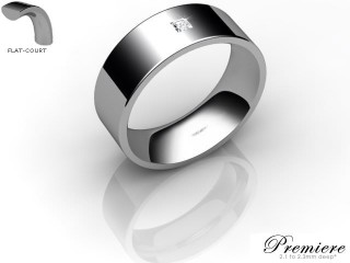 Men's Single Diamond 18ct. White Gold 7mm. Flat-Court Wedding Ring-18WG1XPD-7FCXG