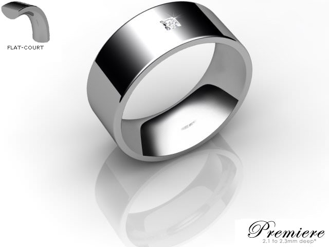 Men's Single Diamond 18ct. White Gold 8mm. Flat-Court Wedding Ring