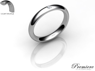Women's Single Diamond 18ct. White Gold 3mm. Court Wedding Ring-18WG1XRD-3CXL