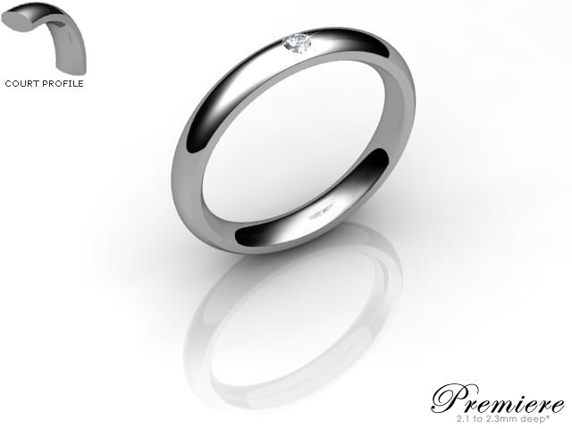 Women's Single Diamond 18ct. White Gold 3mm. Court Wedding Ring