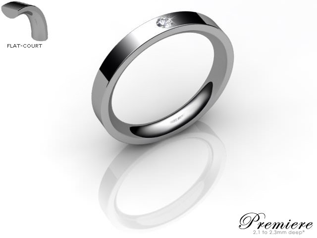 Men's Single Diamond 18ct. White Gold 3mm. Flat-Court Wedding Ring