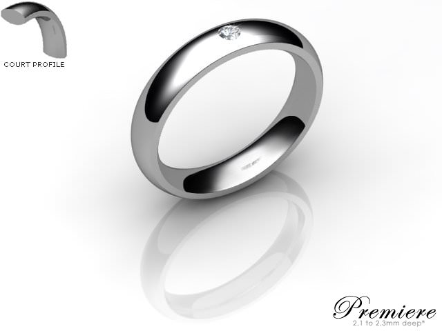 Women's Single Diamond 18ct. White Gold 4mm. Court Wedding Ring