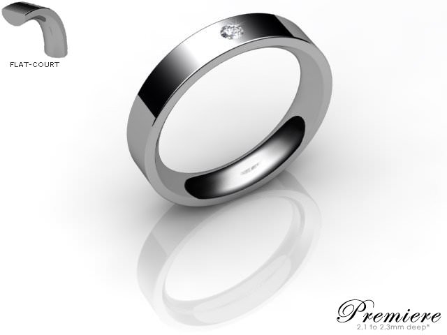 Women's Single Diamond 18ct. White Gold 4mm. Flat-Court Wedding Ring
