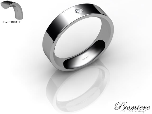 Women's Single Diamond 18ct. White Gold 5mm. Flat-Court Wedding Ring