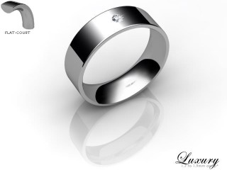 Women's Single Diamond 18ct. White Gold 6mm. Flat-Court Wedding Ring-18WG1XRD-6FCHL