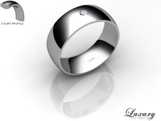 Men's Single Diamond 18ct. White Gold 7mm. Court Wedding Ring-18WG1XRD-7CHG