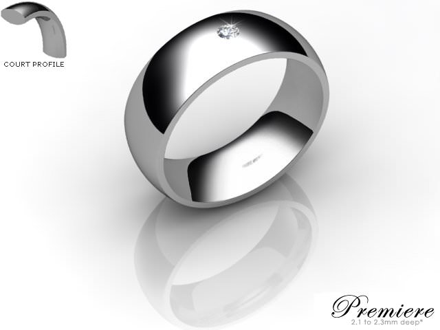 Men's Single Diamond 18ct. White Gold 7mm. Court Wedding Ring