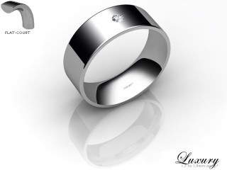 Men's Single Diamond 18ct. White Gold 7mm. Flat-Court Wedding Ring-18WG1XRD-7FCHG