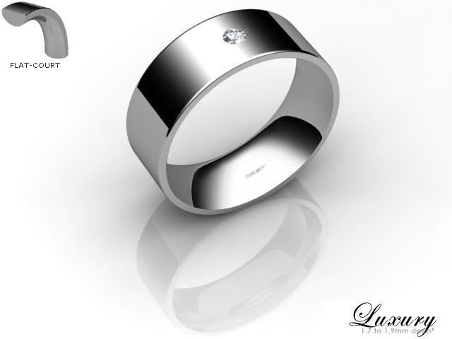 Men's Single Diamond 18ct. White Gold 7mm. Flat-Court Wedding Ring