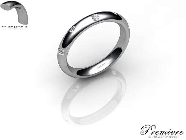 Men's Diamond Scatter 18ct. White Gold 3mm. Court Wedding Ring
