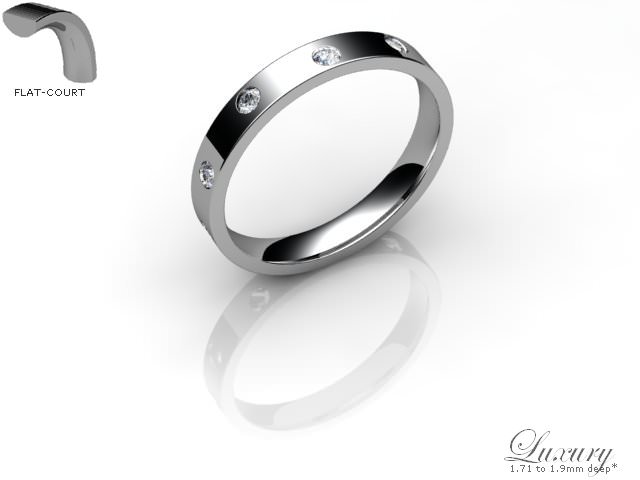 Men's Diamond Scatter 18ct. White Gold 3mm. Flat-Court Wedding Ring