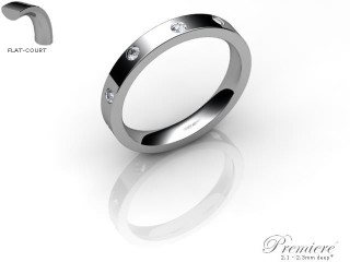 Women's Diamond Scatter 18ct. White Gold 3mm. Flat-Court Wedding Ring-18WG25D-3FCXL