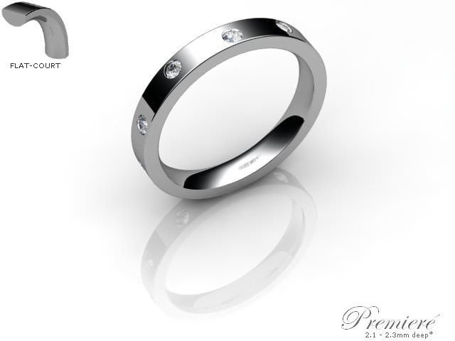 Women's Diamond Scatter 18ct. White Gold 3mm. Flat-Court Wedding Ring