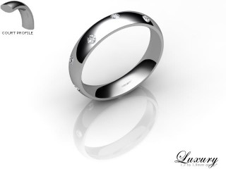 Men's Diamond Scatter 18ct. White Gold 4mm. Court Wedding Ring-18WG25D-4CHG