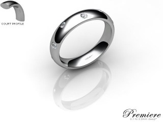 Men's Diamond Scatter 18ct. White Gold 4mm. Court Wedding Ring-18WG25D-4CXG