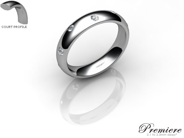 Men's Diamond Scatter 18ct. White Gold 4mm. Court Wedding Ring