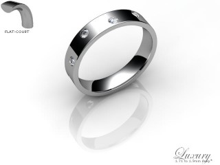 Men's Diamond Scatter 18ct. White Gold 4mm. Flat-Court Wedding Ring-18WG25D-4FCHG