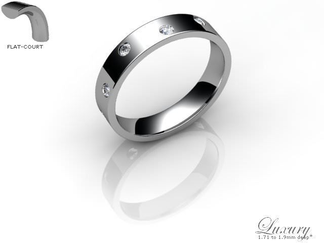 Men's Diamond Scatter 18ct. White Gold 4mm. Flat-Court Wedding Ring