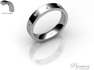 Men's Diamond Scatter 18ct. White Gold 4mm. Flat-Court Wedding Ring-18WG25D-4FCXG