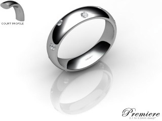Men's Diamond Scatter 18ct. White Gold 5mm. Court Wedding Ring-18WG25D-5CXG