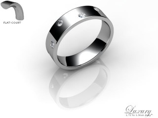 Men's Diamond Scatter 18ct. White Gold 5mm. Flat-Court Wedding Ring-18WG25D-5FCHG