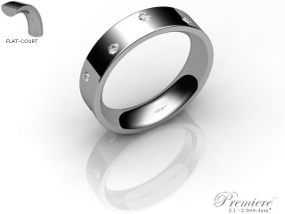 Women's Diamond Scatter 18ct. White Gold 5mm. Flat-Court Wedding Ring-18WG25D-5FCXL
