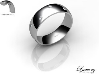 Men's Diamond Scatter 18ct. White Gold 6mm. Court Wedding Ring-18WG25D-6CHG