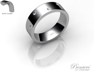 Women's Diamond Scatter 18ct. White Gold 6mm. Flat-Court Wedding Ring-18WG25D-6FCXL