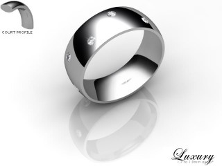 Men's Diamond Scatter 18ct. White Gold 7mm. Court Wedding Ring-18WG25D-7CHG