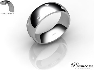 Men's Diamond Scatter 18ct. White Gold 7mm. Court Wedding Ring-18WG25D-7CXG