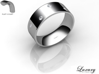 Men's Diamond Scatter 18ct. White Gold 7mm. Flat-Court Wedding Ring-18WG25D-7FCHG