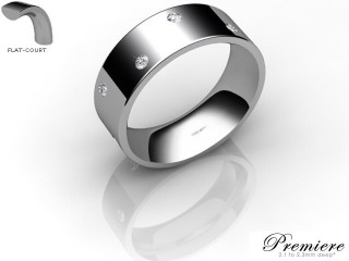 Men's Diamond Scatter 18ct. White Gold 7mm. Flat-Court Wedding Ring-18WG25D-7FCXG