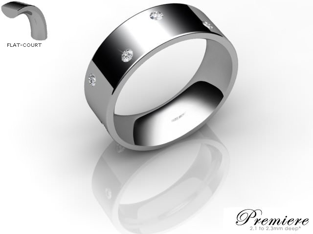 Men's Diamond Scatter 18ct. White Gold 7mm. Flat-Court Wedding Ring