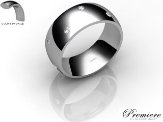 Men's Diamond Scatter 18ct. White Gold 8mm. Court Wedding Ring-18WG25D-8CXG