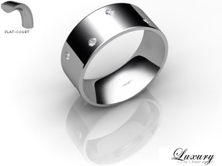 Men's Diamond Scatter 18ct. White Gold 8mm. Flat-Court Wedding Ring-18WG25D-8FCHG