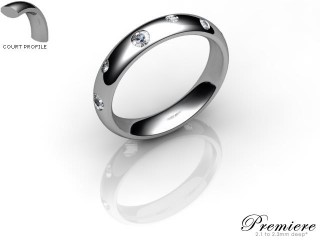 Men's Diamond Scatter 18ct. White Gold 4mm. Court Wedding Ring-18WG25R-4CXG