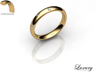 Men's Diamond Scatter 18ct. Yellow Gold 3mm. Court Wedding Ring-18YG10D-3CHG
