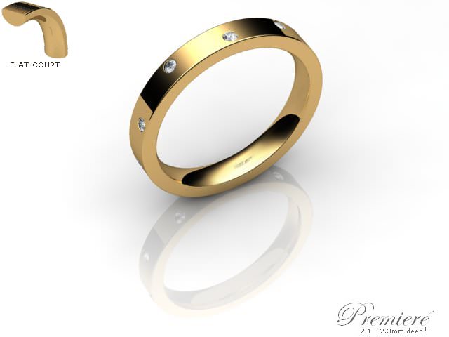 Men's Diamond Scatter 18ct. Yellow Gold 3mm. Flat-Court Wedding Ring