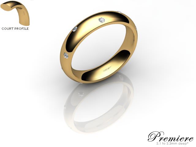 Women's Diamond Scatter 18ct. Yellow Gold 4mm. Court Wedding Ring