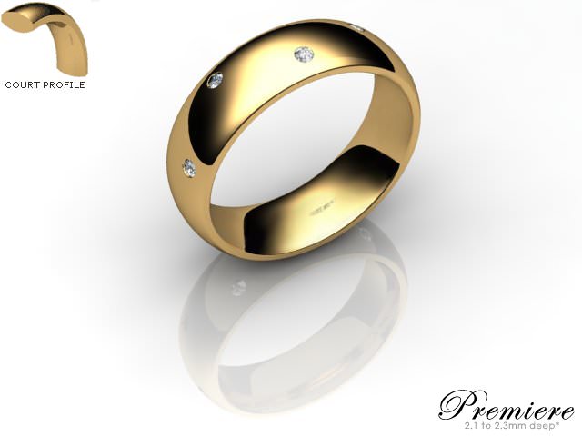 Men's Diamond Scatter 18ct. Yellow Gold 6mm. Court Wedding Ring