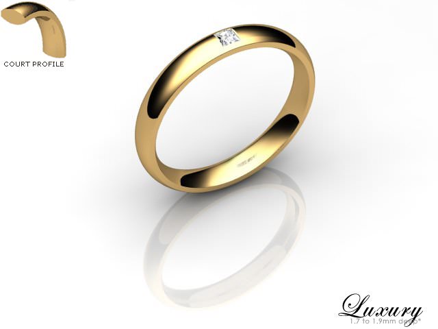 Women's Single Diamond 18ct. Yellow Gold 3mm. Court Wedding Ring