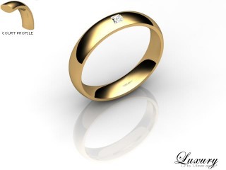 Men's Single Diamond 18ct. Yellow Gold 4mm. Court Wedding Ring-18YG1XPD-4CHG