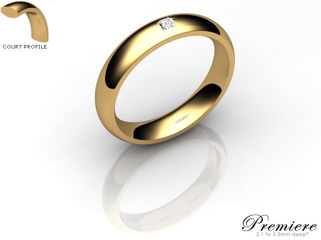Men's Single Diamond 18ct. Yellow Gold 4mm. Court Wedding Ring