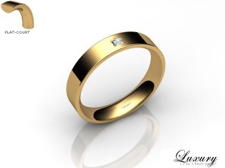 Men's Single Diamond 18ct. Yellow Gold 4mm. Flat-Court Wedding Ring-18YG1XPD-4FCHG