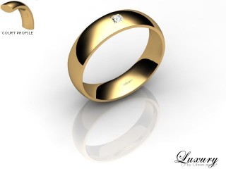 Women's Single Diamond 18ct. Yellow Gold 5mm. Court Wedding Ring-18YG1XPD-5CHL