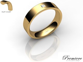 Men's Single Diamond 18ct. Yellow Gold 5mm. Flat-Court Wedding Ring-18YG1XPD-5FCXG