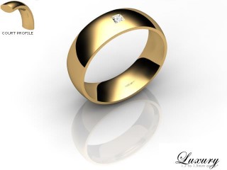 Men's Single Diamond 18ct. Yellow Gold 6mm. Court Wedding Ring-18YG1XPD-6CHG