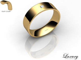Women's Single Diamond 18ct. Yellow Gold 6mm. Flat-Court Wedding Ring-18YG1XPD-6FCHL