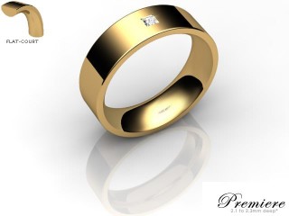 Men's Single Diamond 18ct. Yellow Gold 6mm. Flat-Court Wedding Ring-18YG1XPD-6FCXG