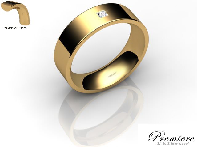 Men's Single Diamond 18ct. Yellow Gold 6mm. Flat-Court Wedding Ring